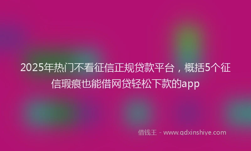 2025年热门不看征信正规贷款平台，概括5个征信瑕疵也能借网贷轻松下款的app