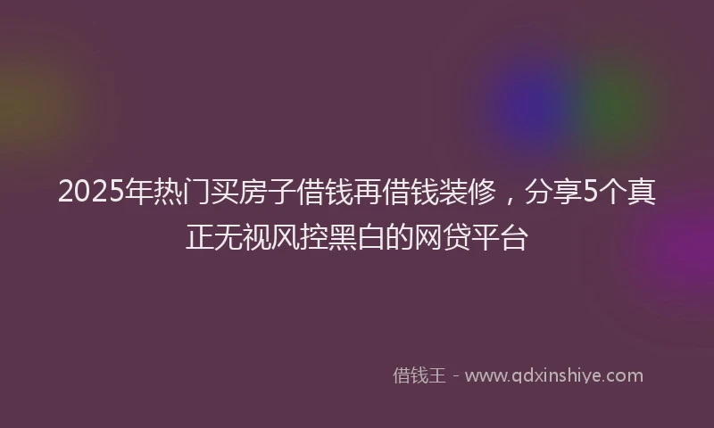 2025年热门买房子借钱再借钱装修，分享5个真正无视风控黑白的网贷平台