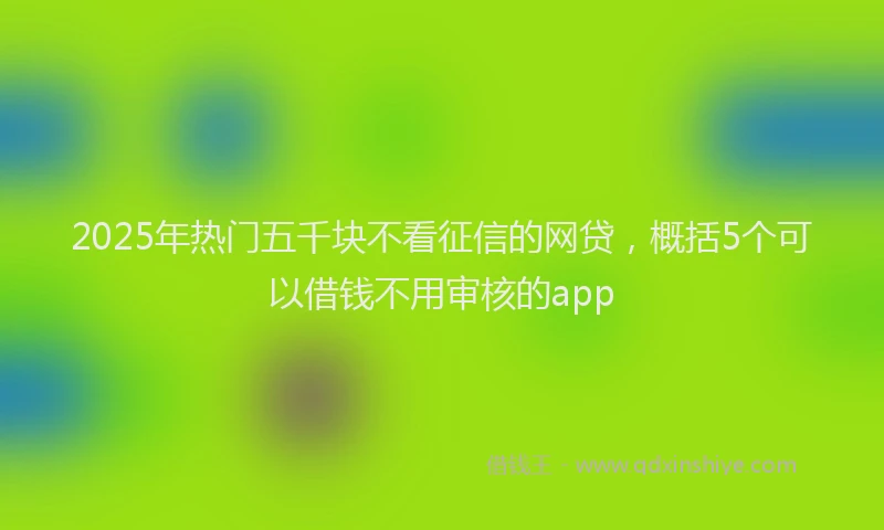 2025年热门五千块不看征信的网贷，概括5个可以借钱不用审核的app