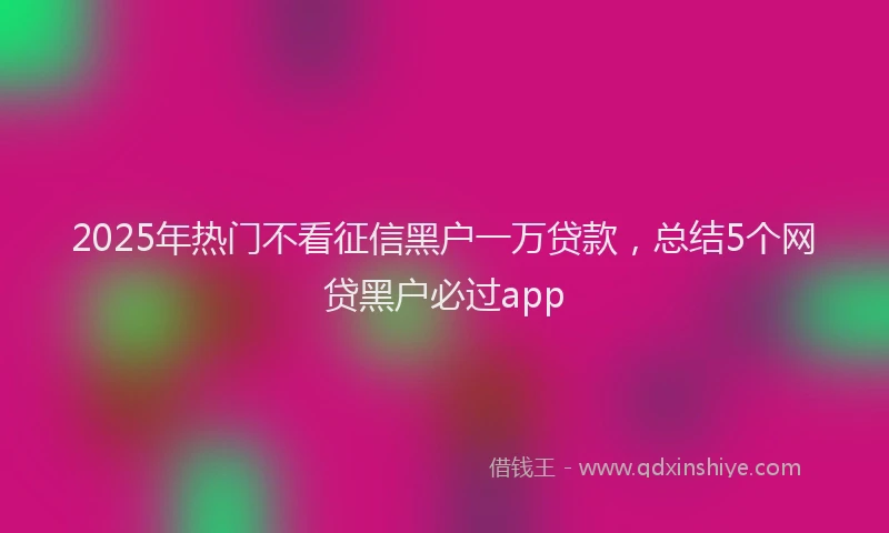 2025年热门不看征信黑户一万贷款，总结5个网贷黑户必过app