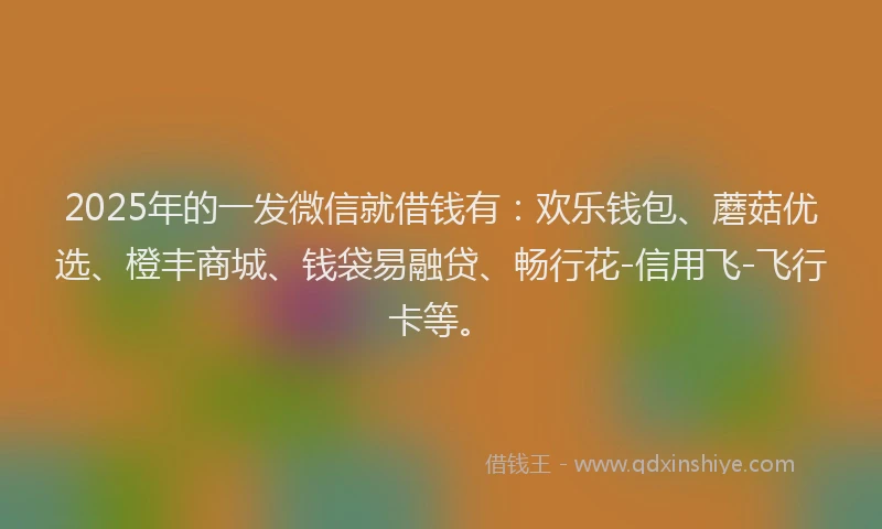 2025年的一发微信就借钱有：欢乐钱包、蘑菇优选、橙丰商城、钱袋易融贷、畅行花-信用飞-飞行卡等。