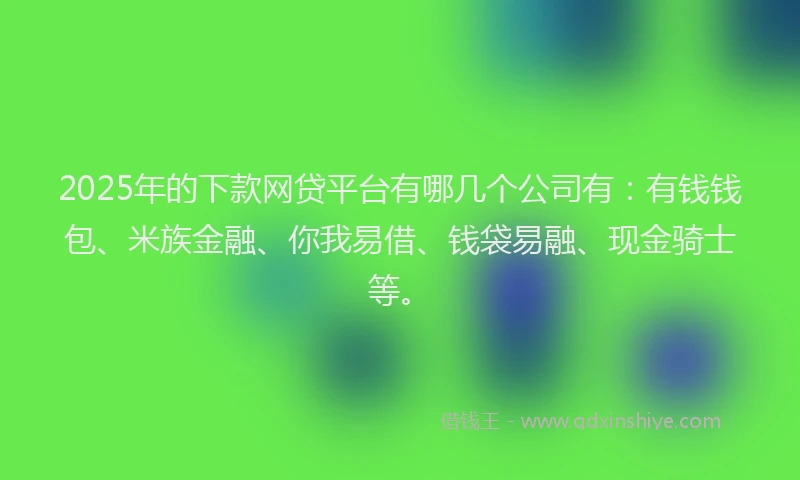 2025年的下款网贷平台有哪几个公司有：有钱钱包、米族金融、你我易借、钱袋易融、现金骑士等。