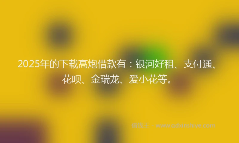 2025年的下载高炮借款有：银河好租、支付通、花呗、金瑞龙、爱小花等。