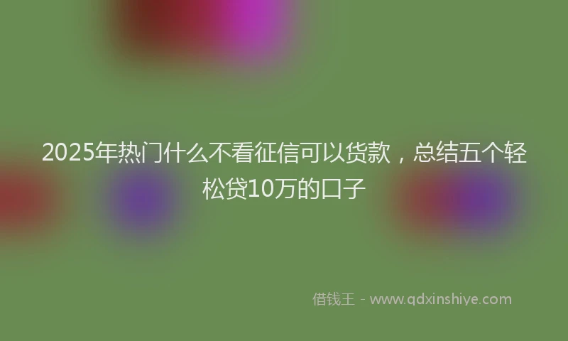 2025年热门什么不看征信可以货款，总结五个轻松贷10万的口子
