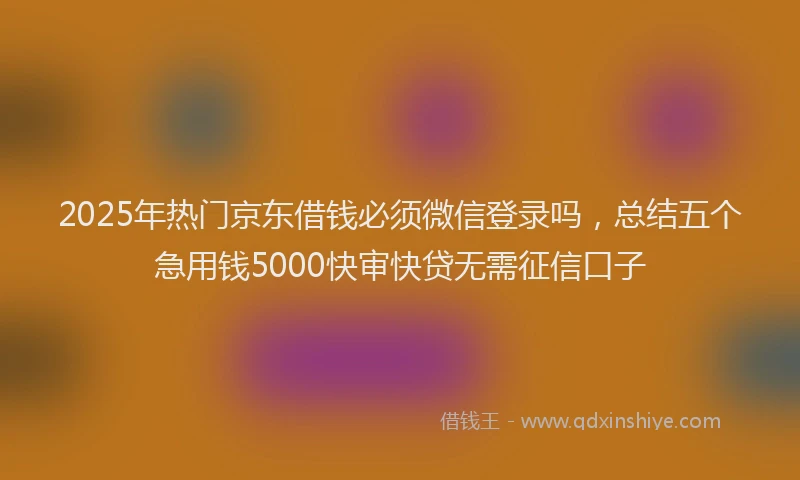 2025年热门京东借钱必须微信登录吗，总结五个急用钱5000快审快贷无需征信口子