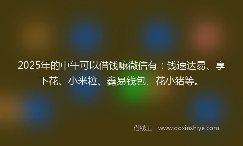 2025年的中午可以借钱嘛微信有：钱速达易、享下花、小米粒、鑫易钱包、花小猪等。
