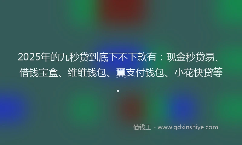 2025年的九秒贷到底下不下款有：现金秒贷易、借钱宝盒、维维钱包、翼支付钱包、小花快贷等。