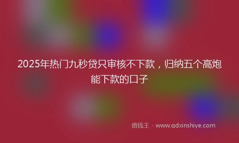 2025年热门九秒贷只审核不下款，归纳五个高炮能下款的口子