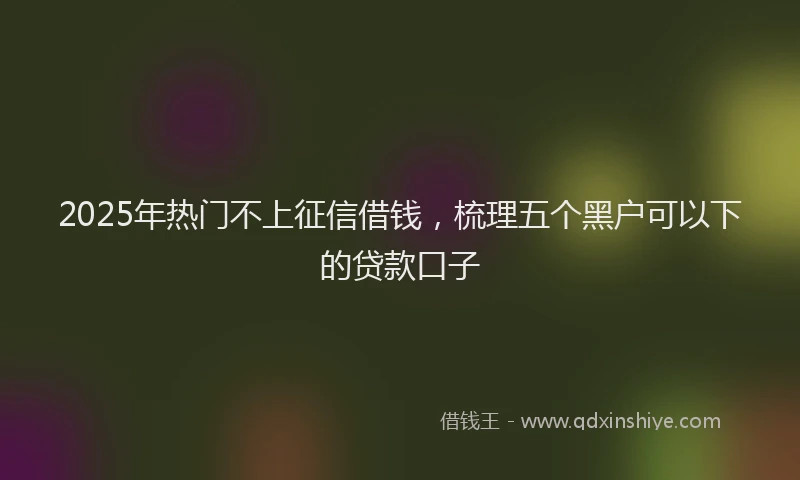 2025年热门不上征信借钱，梳理五个黑户可以下的贷款口子