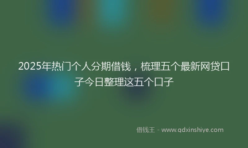 2025年热门个人分期借钱，梳理五个最新网贷口子今日整理这五个口子