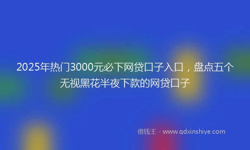 2025年热门3000元必下网贷口子入口，盘点五个无视黑花半夜下款的网贷口子