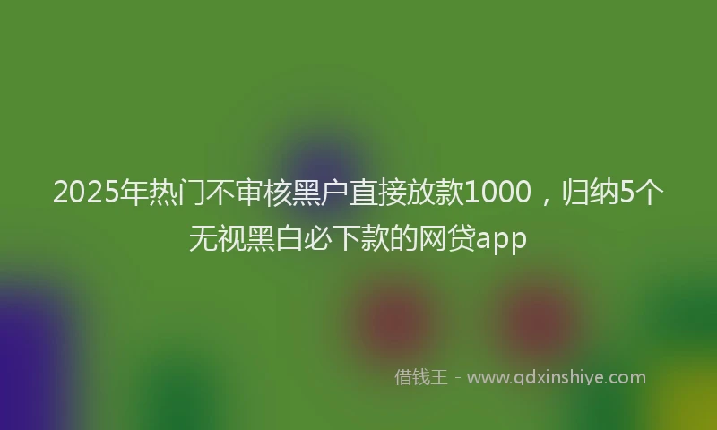 2025年热门不审核黑户直接放款1000，归纳5个无视黑白必下款的网贷app
