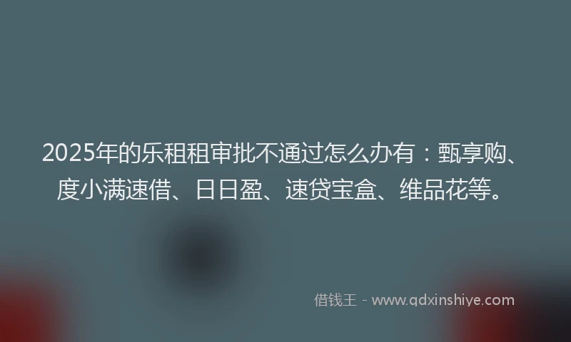 2025年的乐租租审批不通过怎么办有：甄享购、度小满速借、日日盈、速贷宝盒、维品花等。