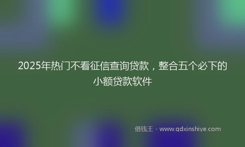 2025年热门不看征信查询贷款，整合五个必下的小额贷款软件