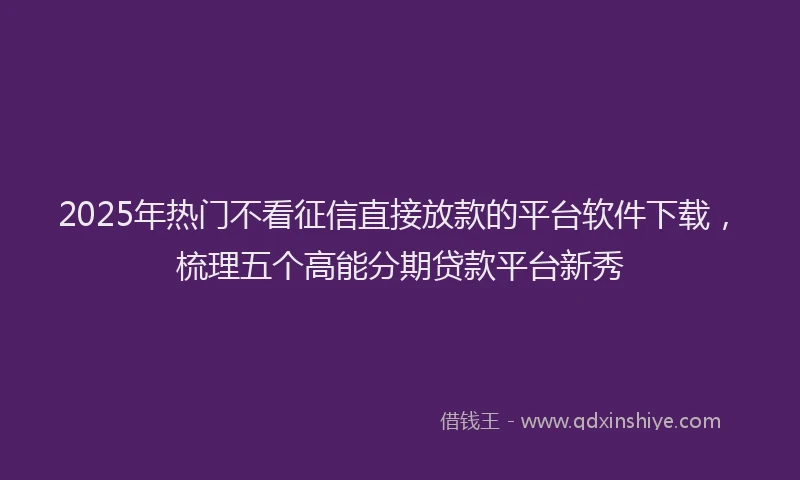 2025年热门不看征信直接放款的平台软件下载，梳理五个高能分期贷款平台新秀