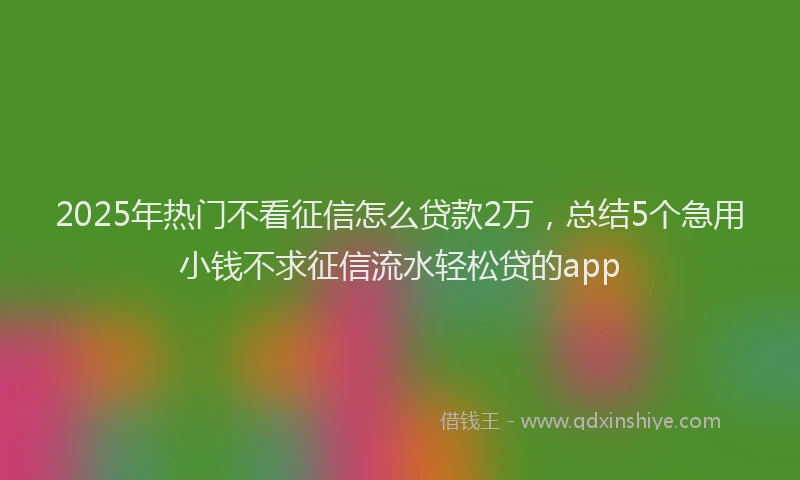 2025年热门不看征信怎么贷款2万，总结5个急用小钱不求征信流水轻松贷的app