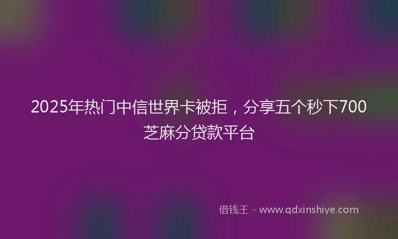 2025年热门中信世界卡被拒，分享五个秒下700芝麻分贷款平台