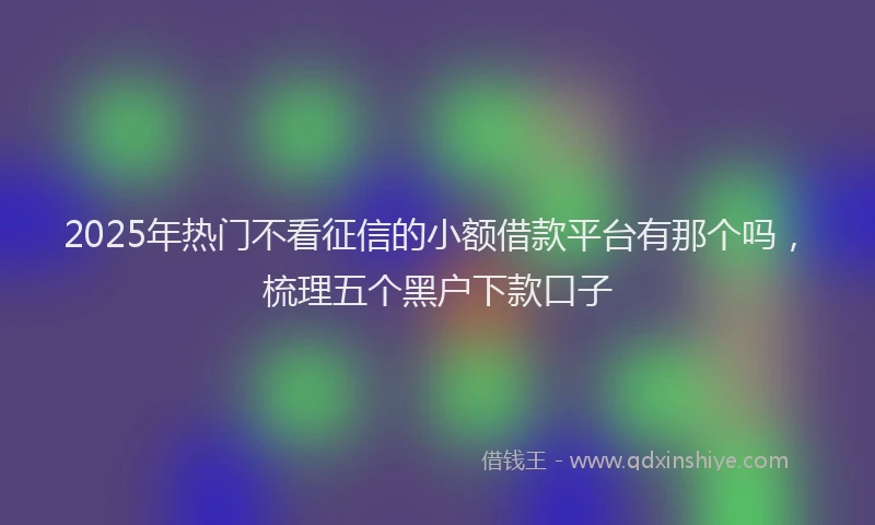 2025年热门不看征信的小额借款平台有那个吗，梳理五个黑户下款口子