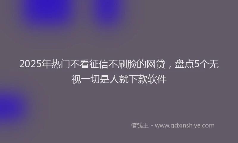 2025年热门不看征信不刷脸的网贷，盘点5个无视一切是人就下款软件