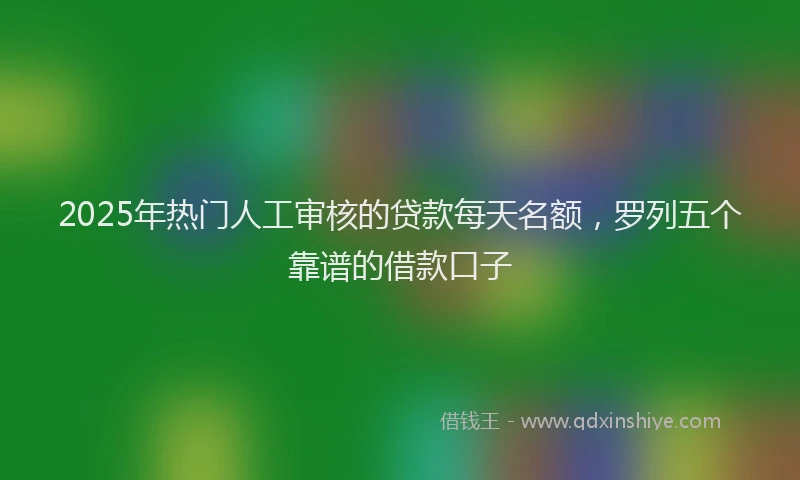 2025年热门人工审核的贷款每天名额，罗列五个靠谱的借款口子