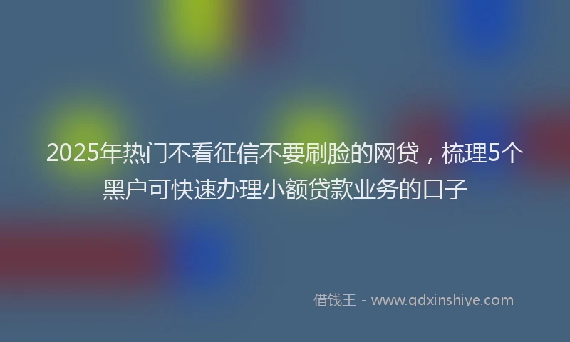2025年热门不看征信不要刷脸的网贷，梳理5个黑户可快速办理小额贷款业务的口子