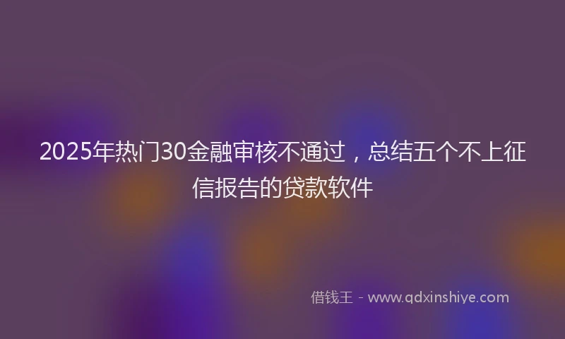2025年热门30金融审核不通过，总结五个不上征信报告的贷款软件