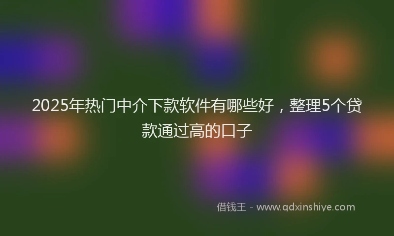 2025年热门中介下款软件有哪些好，整理5个贷款通过高的口子