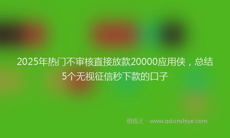2025年热门不审核直接放款20000应用侠，总结5个无视征信秒下款的口子