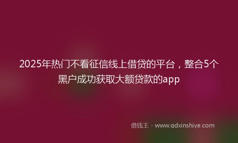 2025年热门不看征信线上借贷的平台，整合5个黑户成功获取大额贷款的app