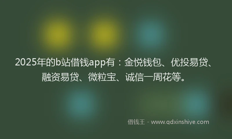 2025年的b站借钱app有：金悦钱包、优投易贷、融资易贷、微粒宝、诚信一周花等。