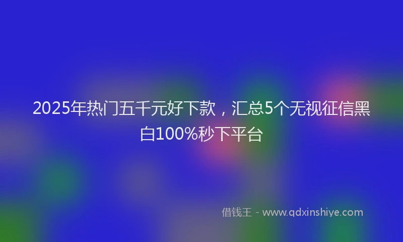 2025年热门五千元好下款，汇总5个无视征信黑白100%秒下平台