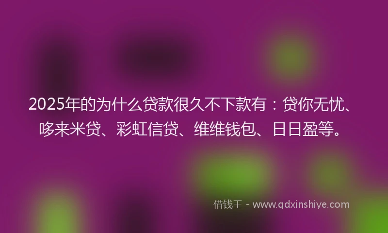2025年的为什么贷款很久不下款有：贷你无忧、哆来米贷、彩虹信贷、维维钱包、日日盈等。
