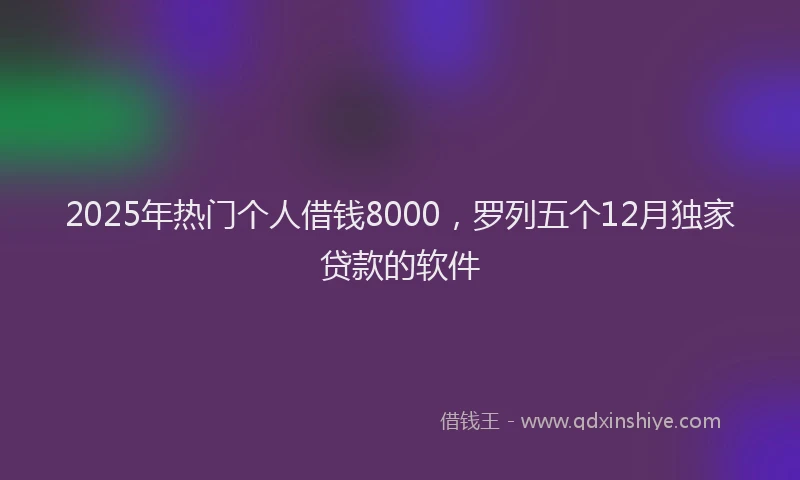 2025年热门个人借钱8000，罗列五个12月独家贷款的软件
