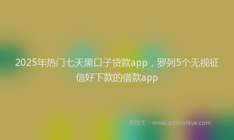 2025年热门七天黑口子贷款app，罗列5个无视征信好下款的借款app