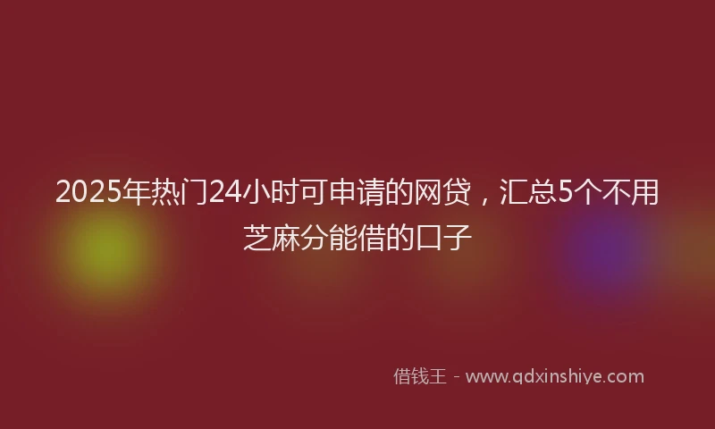 2025年热门24小时可申请的网贷，汇总5个不用芝麻分能借的口子
