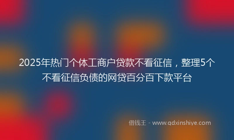 2025年热门个体工商户贷款不看征信，整理5个不看征信负债的网贷百分百下款平台