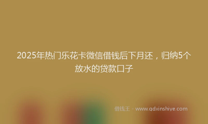 2025年热门乐花卡微信借钱后下月还，归纳5个放水的贷款口子