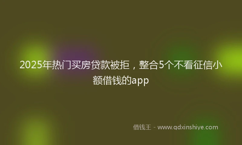 2025年热门买房贷款被拒，整合5个不看征信小额借钱的app