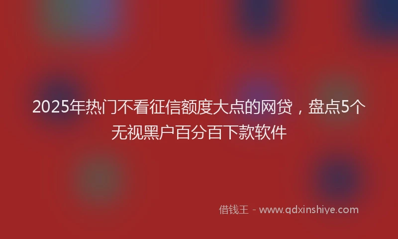 2025年热门不看征信额度大点的网贷，盘点5个无视黑户百分百下款软件