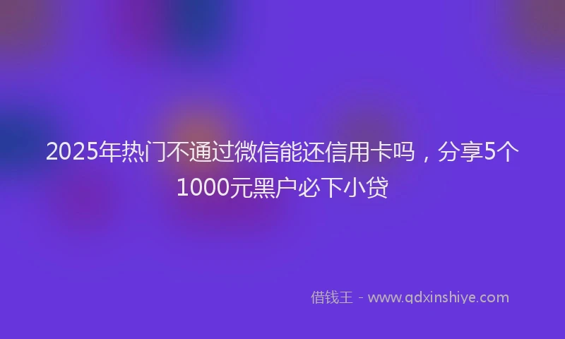 2025年热门不通过微信能还信用卡吗，分享5个1000元黑户必下小贷
