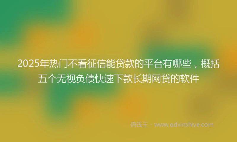 2025年热门不看征信能贷款的平台有哪些，概括五个无视负债快速下款长期网贷的软件