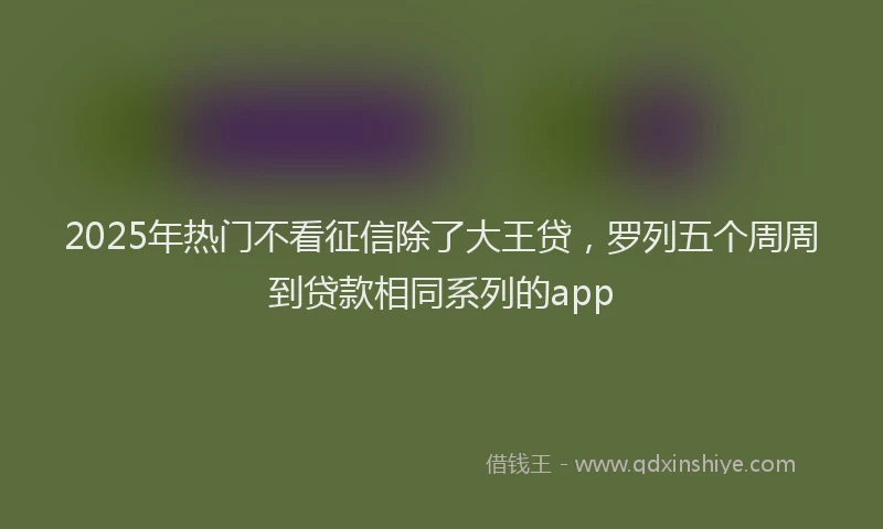 2025年热门不看征信除了大王贷，罗列五个周周到贷款相同系列的app