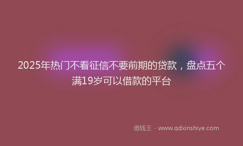 2025年热门不看征信不要前期的贷款，盘点五个满19岁可以借款的平台