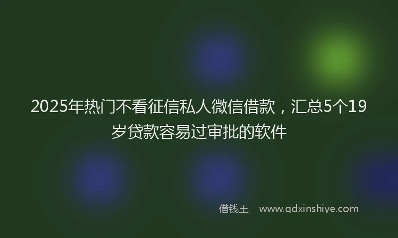 2025年热门不看征信私人微信借款，汇总5个19岁贷款容易过审批的软件