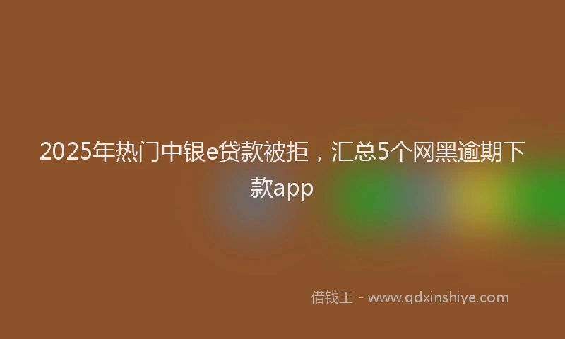 2025年热门中银e贷款被拒，汇总5个网黑逾期下款app