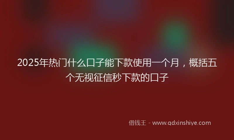 2025年热门什么口子能下款使用一个月，概括五个无视征信秒下款的口子