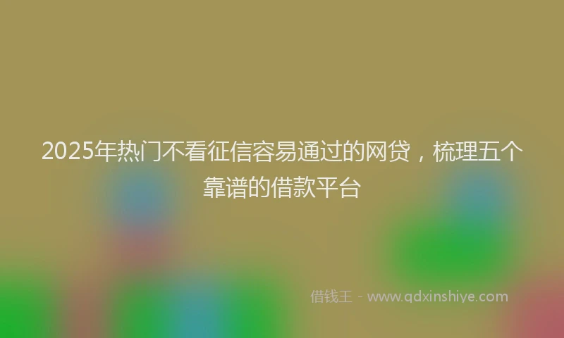 2025年热门不看征信容易通过的网贷，梳理五个靠谱的借款平台