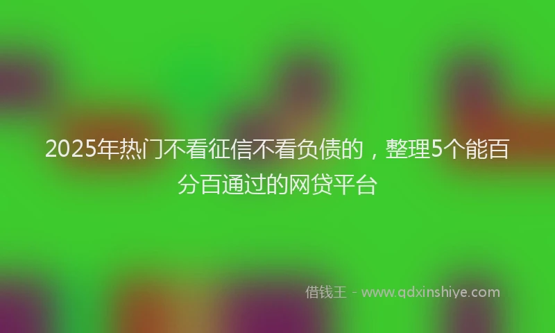 2025年热门不看征信不看负债的，整理5个能百分百通过的网贷平台