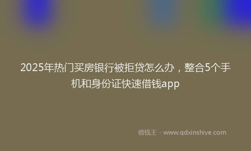 2025年热门买房银行被拒贷怎么办，整合5个手机和身份证快速借钱app