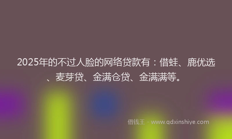 2025年的不过人脸的网络贷款有：借蛙、鹿优选、麦芽贷、金满仓贷、金满满等。